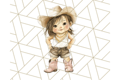 Cowgirl Baby Clipart PNG, Cute Toddler Western Outfit Art Product Image 2