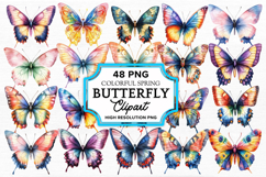 Colorful Spring Butterfly Clipart Bundle PNG Product Image 1