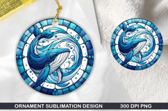 Shark Stained Glass Ornament PNG, Sublimation PNG Design Product Image 1