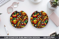 Pumpkins Car Coaster Sublimation| Halloween Coaster PNG Product Image 1