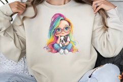 Colorful Girl Dog Clipart PNG Product Image 1