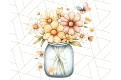Flowers in Glass Jars PNG, Rustic Floral Watercolor Clipart Product Image 2