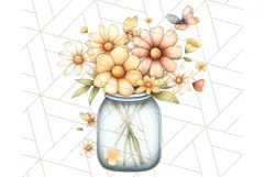 Flowers in Glass Jars PNG, Rustic Floral Watercolor Clipart Product Image 2