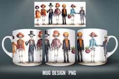 Skeleton Halloween Mug Wrap Sublimation Designs | Coffee Mug Product Image 2