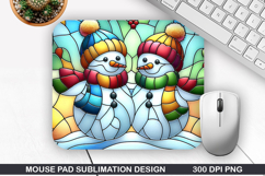 Snowman Mouse Pad Sublimation, Christmas Mouse Pad PNG Product Image 1