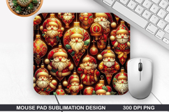 Santa Mouse Pad Sublimation, Christmas Mouse Pad PNG Design Product Image 1