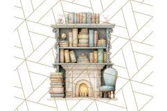 Whimsical Library Clipart with Cozy Readers and Books Product Image 2
