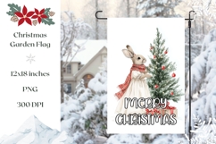 Merry Christmas Garden Flag, Christmas Rabbit Sublimation Product Image 1