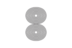 Number eight 8 linear in black thin striped lines isolated Product Image 1