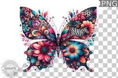 Vibrant Floral Butterfly Sublimation - Clipart PNG Design Product Image 1