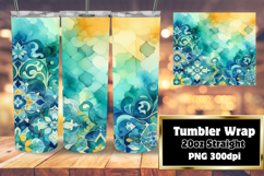 Trendy 20oz Tumbler Wrap File , Watercolor Patter Product Image 1