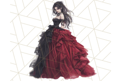 Victorian Gothic Wedding Dress PNG, Dark Bridal Clipart Product Image 2