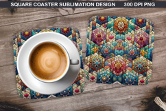 Christmas Coaster Sublimation, Christmas Coaster PNG Design Product Image 1