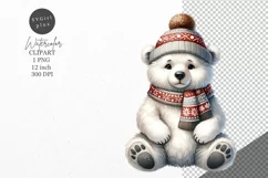 Christmas clipart, Polar bear clipart, Winter clipart Product Image 1