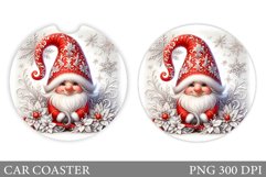 Christmas Gnome Car Coaster. Christmas Car Coaster Design Product Image 1