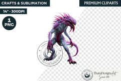 Halloween Acid Monster Clipart PNG Neon Fantasy Character Product Image 1