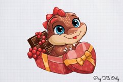 Peeking Dinosaur Valentines Day Clipart PNG Product Image 1