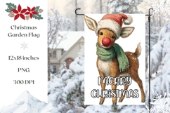 Vintage Christmas Deer Garden Flag, Winter Garden Flag Print Product Image 1