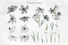 White and Grey Watercolour Flowers Clipart Product Image 3