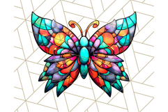 Stained Glass Hearts and Butterflies Clipart PNG Product Image 2