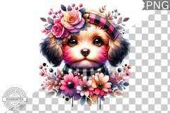 Dog With Flowers Sublimation - Clipart PNG Design Product Image 1