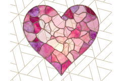Stained Glass Heart PNG Clipart in Pastel and Bright Colors Product Image 2