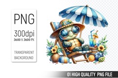 Summer Turtle Clipart PNG | Summer Watercolor Animals Product Image 1