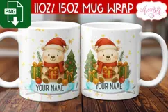 Custom Christmas mug wrap PNG, Polar bear mug PNG Product Image 2
