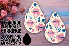 Joyful Smile Pattern Earring Sublimation PNG Product Image 1
