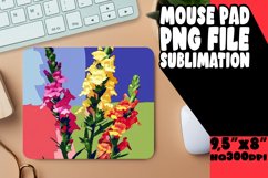Vibrant Flower Pattern Sublimation Mouse Pad Design PNG Product Image 1