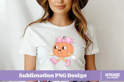 Coquette Girly Halloween Pumpkin Pink Bow Clipart PNG DTF Product Image 2