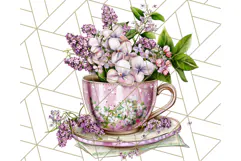 Vintage Floral Teacup Clipart PNG, Blooming Teacups Clip Art Product Image 2