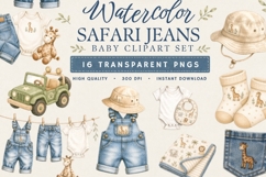 Safari Baby Denim Clipart Bundle Product Image 1