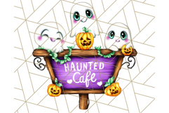 Ghost Café PNG Clipart, Cute Ghost Baristas Halloween Treats Product Image 2