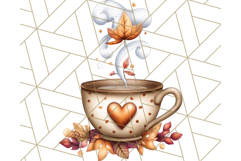Fall Drink Clipart PNG, Cozy Autumn Cocoa and Latte Art Product Image 2