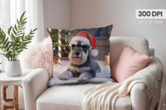 Winter Dog Christmas PNG, Winter Wonderland Pillow Design Product Image 1