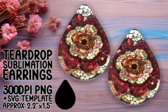 Glittery Flower Teardrop Earring Sublimation Product Image 1