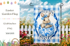 Blue Easter Garden Flag Design, Easter Eggs Garden Flag Product Image 1