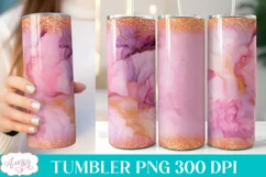 Pink 20 oz tumbler PNG for sublimation | Alcohol ink glitter Product Image 2