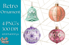 Retro Ornament Clipart PNG, Vintage Christmas Clip Art Product Image 1
