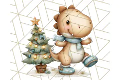 Christmas Dinosaur Party Png, Dino Clipart PNG Product Image 2