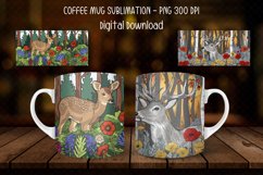 Watercolor Deer Coffee Mug Wrap Design |Coffee Mug PNG Product Image 1