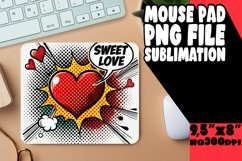 Playful Mouse Pad Sublimation PNG, 3D Heart Product Image 1