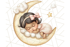 Sleeping Baby on Moon PNG, Cute Night Sky Baby Clipart Png Product Image 2