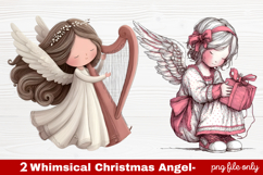 2 Whimsical Christmas Angel Clipart | Cute Holiday Angel PNG Product Image 1