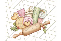Christmas Sweet Shoppe Clipart PNG, Pastel Bakery Art Product Image 2