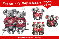 Valentine’s Day Koala Couple Clipart PNG Set Product Image 1