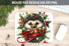 Hedgehog Mouse pad Sublimation - Christmas Animal PNG Design Product Image 1