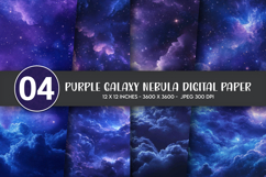 Purple Galaxy Nebula Digital Paper Product Image 1