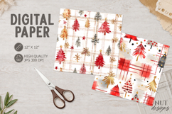 Christmas Trees Digital Paper festive pattern journal junk Product Image 1